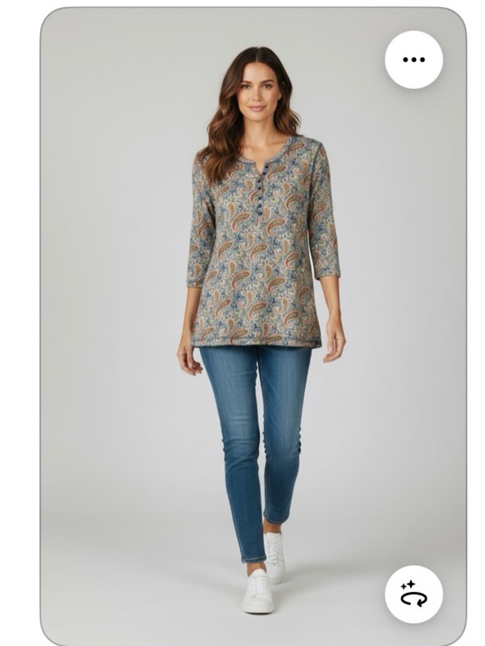 Ralph Lauren Blue Multi Paisley Henley Tunic